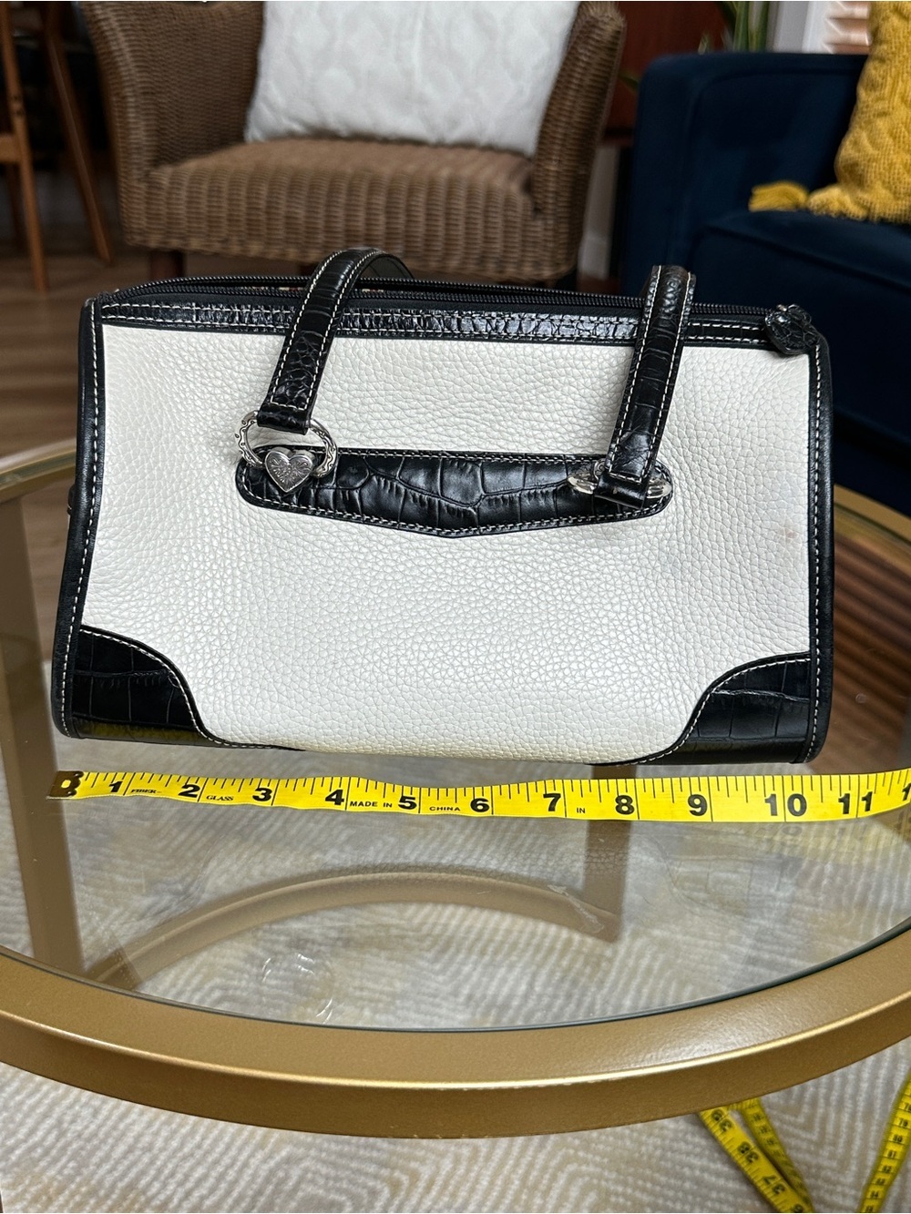 Vintage Brighton cream pebble leather shoulder satchel bag - Picture 11 of 13